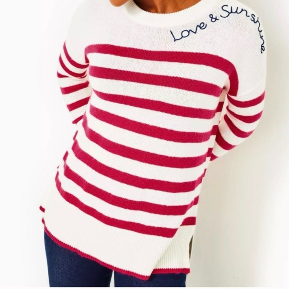 Lilly Pulitzer “Love & Sunshine” Red, White Striped Sweater